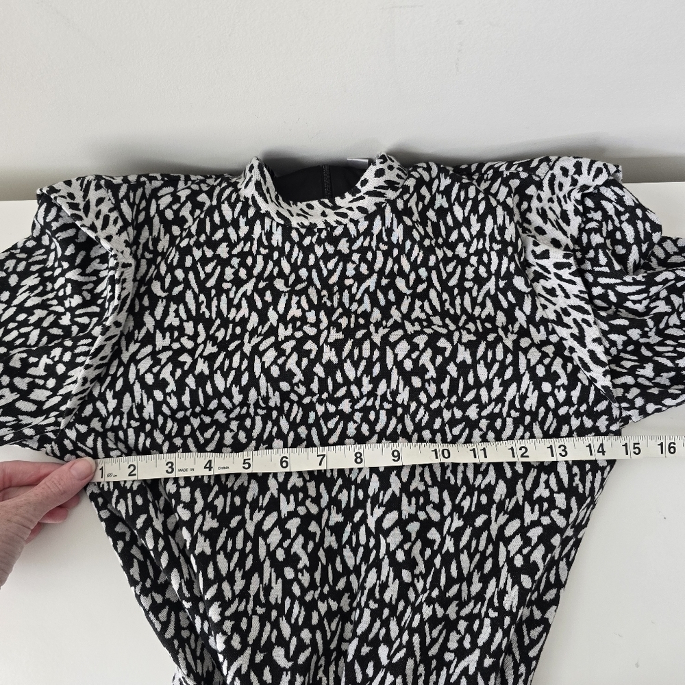 Hutch Long Sleeve Spotted Mini Dress Size XS Ruffles Tie Waist Mock Neck Pockets - Picture 11 of 16